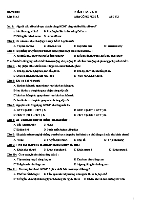 Đề kiểm tra học kỳ II môn Công nghệ Lớp 11 - Mã đề 123